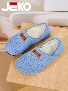 JEKO House Slippers, Casual Soft Slippers - Unisex Rubber Soft Sole Cotton Shoes, Warm Fleece Lined, Anti-Slip Wearable Indoors & Outdoors