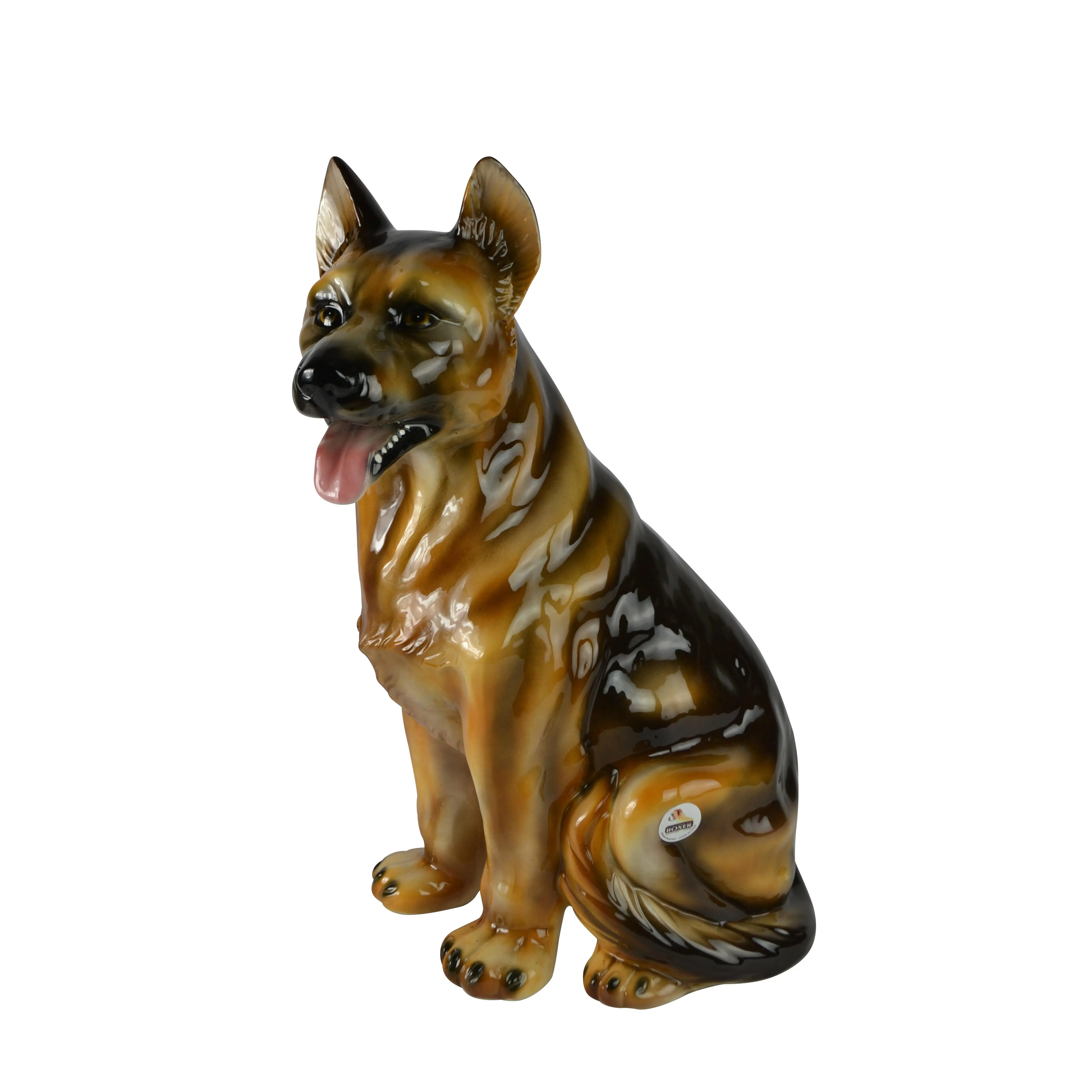 Large German Shepherd Dog Cermic Statue 19" Tall in Black and White