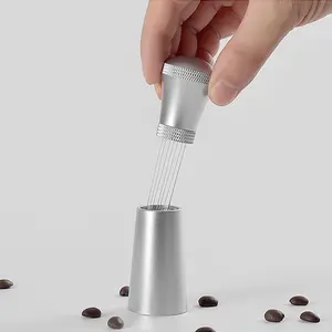 Stainless Steel Coffee Powder Needle Dispenser, Espresso Stirring Tool with Base, Durable Stainless Steel Design, Perfect for Espresso Lovers