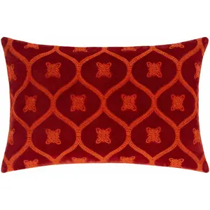 Urbanna Red Floral Cotton Lumbar Pillow - Clearance