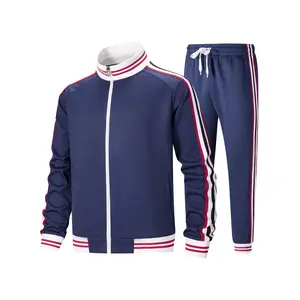 Men's Sportswear Set Long Sleeve Full Zipper Tracksuit Sports Jacket and Pants 2-Piece Set