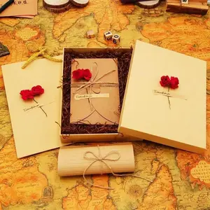 Letter Gift Box,1 Set Retro Romantic Letter Paper & Envelope & Pen & Gift Bag,Graduation Season,Valentine's Day Gifts (Red Rose)