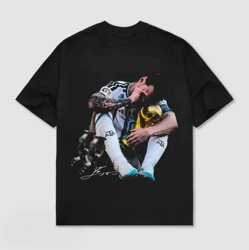 Youth & Adults Messi Heartbreak  Tribute T-Shirt GOAT Tribute T-Shirt, Mens Unisex Cotton Short-Sleeve Round Neck T-Shirt Soccer Legend Graphic Tee, Streetwear for Soccer Fans, Football Fan Gift, Made in USA