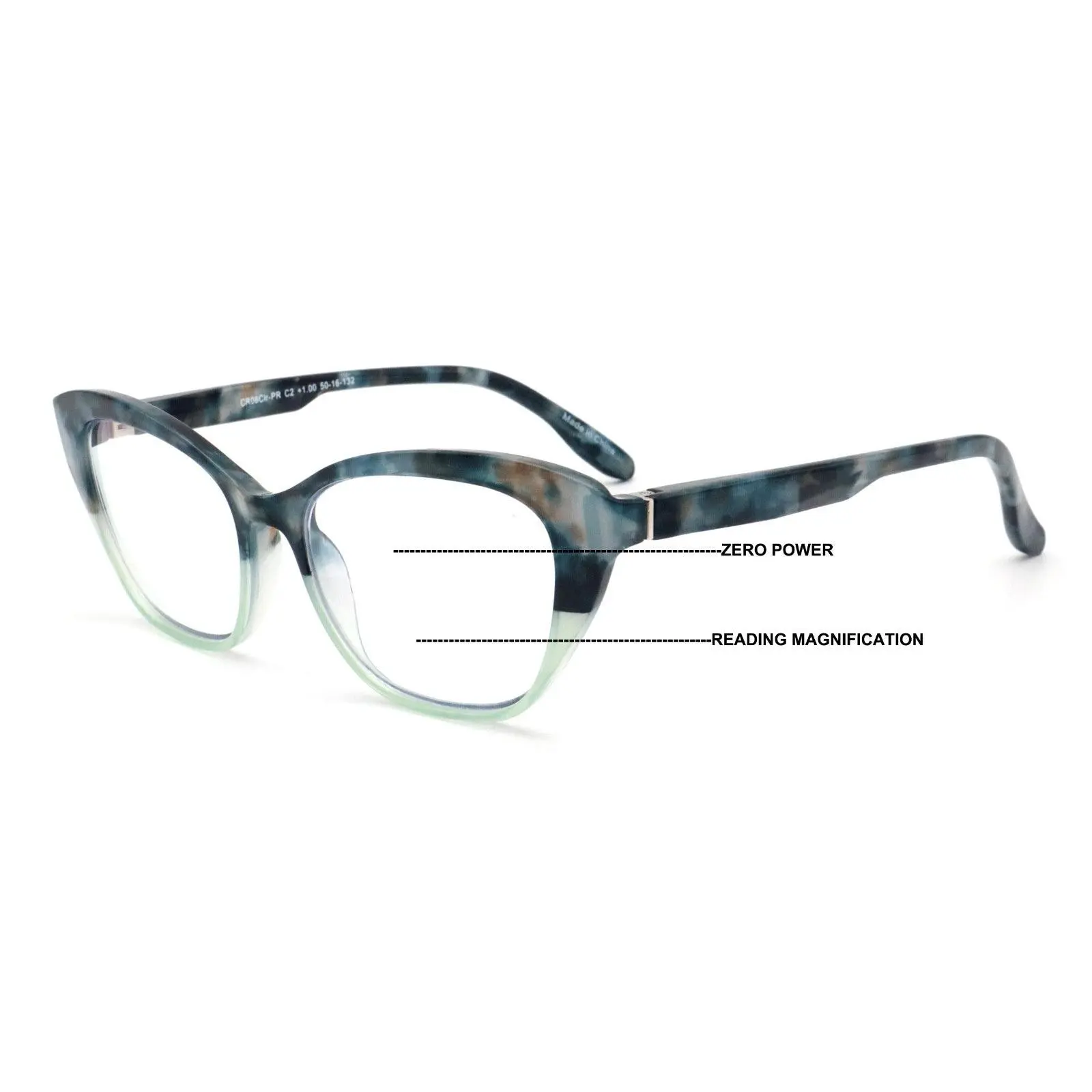 Women Cateye Progressive Clear Bifocal Reading glasses - No Line or Bubble - Zer