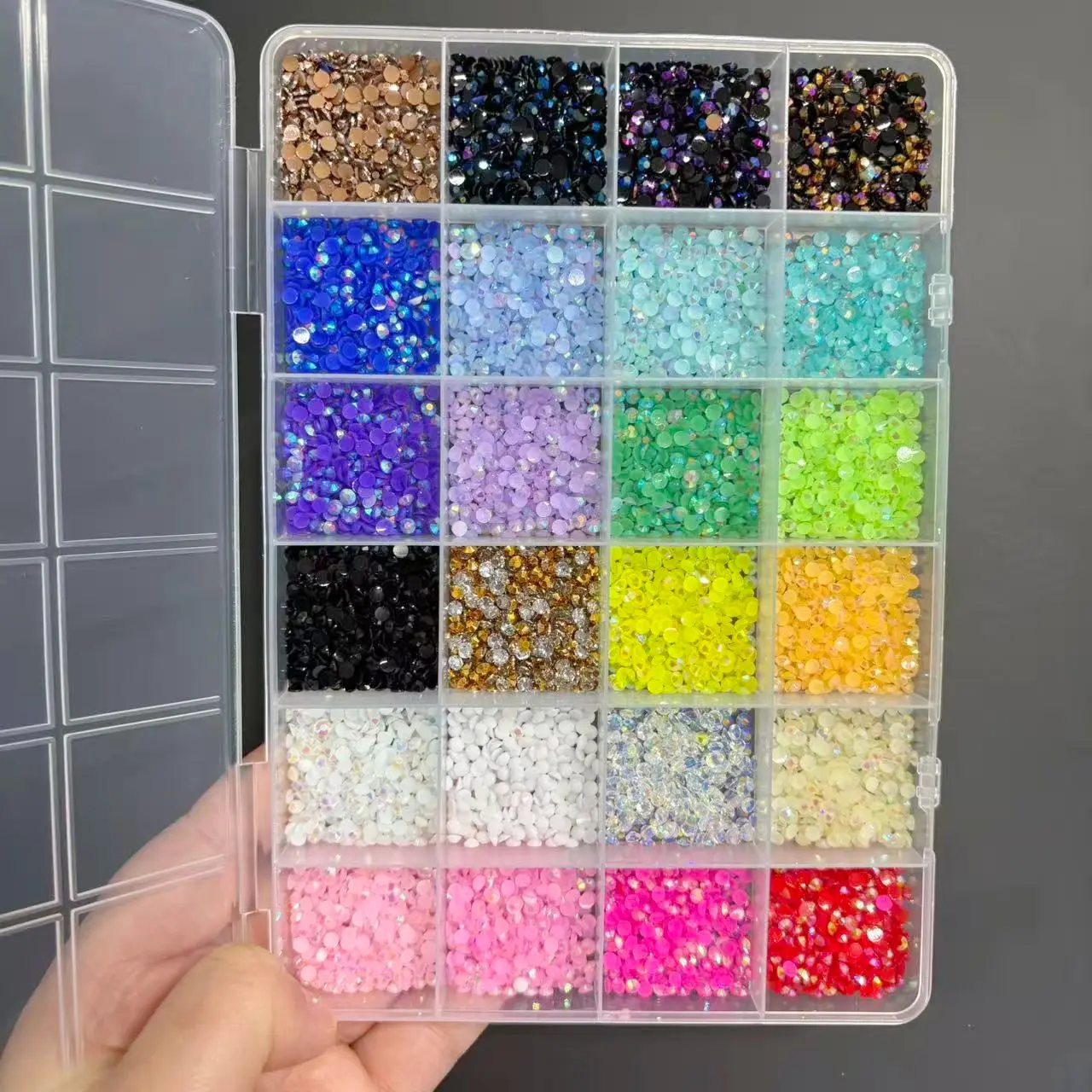 Sparkling Flat-Back Nail Art Rhinestones, Sparkly Rhinestone, Glitter Rhinestones, Mixed Resin Rhinestones, 8500 Pieces, 24 Colors, Beautiful Accessories for Nails, Phone Cases, Shoes, Clothes, Bags, Diy Rhinestone