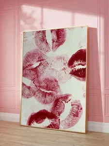 Retro Kiss Poster, Vintage Love Letter, Red Wall Art, Pink Poster, Bedroom Wall Decor, College Dorm Print, Retro Lips Print, Love Wall Art