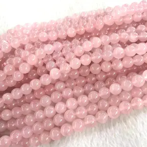 Natural Madagascar Rose Quartz Gemstone Smooth Round Loose Beads For DIY Jewelry Making Desig Handmade Crafts Bracelet, Necklace, Earrings AAA Quality 15.5 Inches Long, Semi Precious Stone, Spacer beads