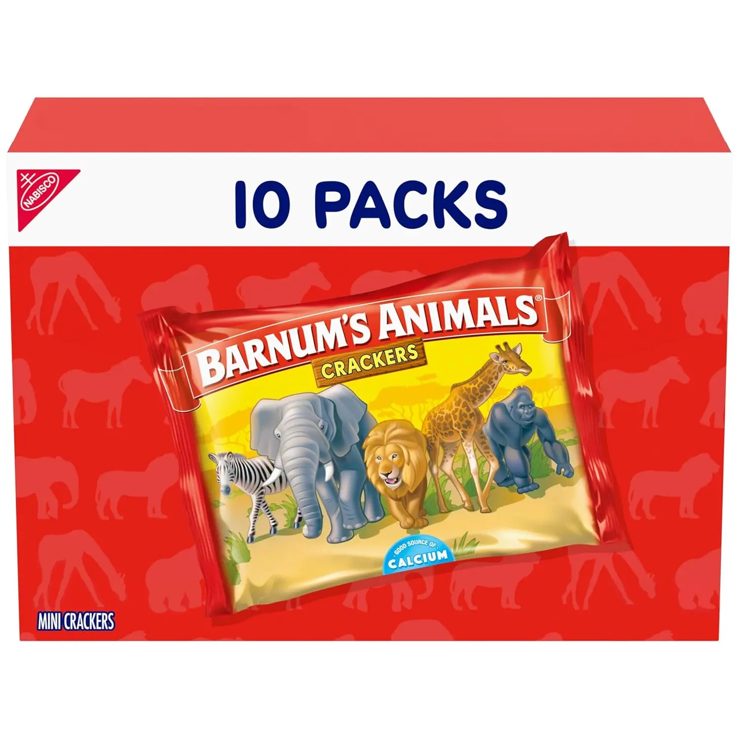 BARNUM'S Original Animal Crackers, Kids Snacks, 10 Snack Packs | Good Source of Calcium