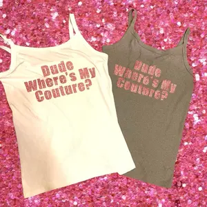 Dude where’s my couture y2k glitter mcbling trashy ribbed cami