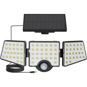Solar Lights for Outside, WL5000 Motion Activated  Lights, Separate Solar Panel, 3 Adjustable  270? Wide Lighting Angle, IP65  Wall Lamp for Porch Yard Garage