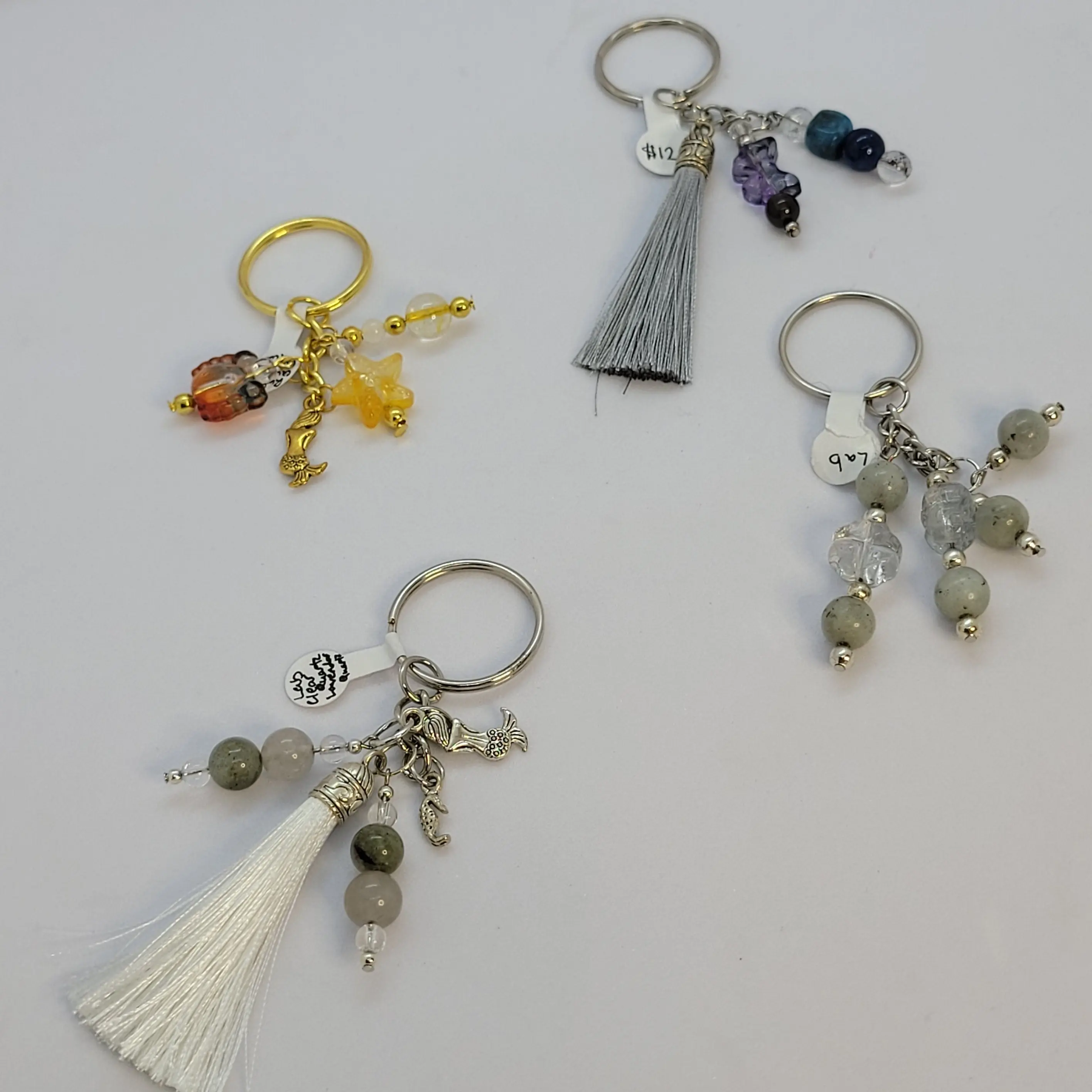 Silver & Gold Keychains - Handmade by Toria! - Natural Crystal Beads