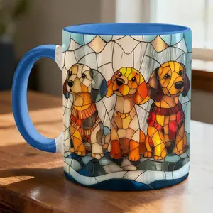 Cute Dachshund Accent Mug, 3D Style Coffee Cup, Dog Lover Gift for Women Men, Adorable Wiener Dog Drinkware, Pet Lover Ceramic Mug