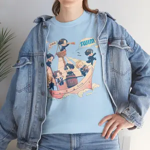 Bangtan Arirang Swim Track Shirt, Cute Sailing Crew Aesthetic Tee, Swim Adventure Graphic T-Shirt, Ocean Voyage Aesthetic Tee, Cute Crew on Boat Design