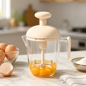 Egg Whisk,Manual Press Egg Beater with EggCup, Handheld Mixer forBeating, Whipping & Mixing, EffortlessOperation for Eggs, Milk Foam, etc