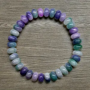 Natural Purple-Blue Agate Anxiety Bracelet - Elastic Stretch Retro Style Unisex Jewelry for Daily Wear & Parties, February Birthstone Gift for Women & Men, Mothers Day Present with Authentic Gemstone Beads, Party Accessory, Daily Wear Bracelet |