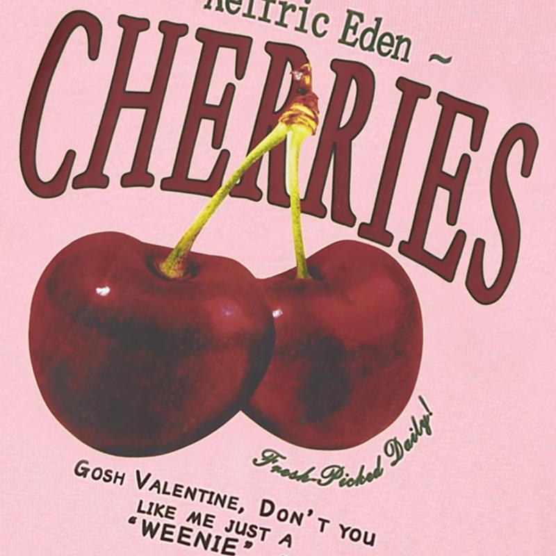 Aelfric Eden Oversized Graphic Tees Unisex Cherries Print T Shirts Casual Summer Short Sleeve Top Cotton Cute Tee Shirt