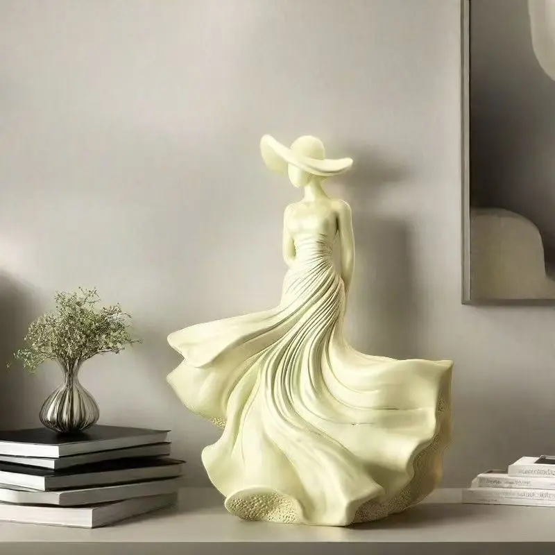 Creative Cream Wind Shadow Figure Art Decoration, Resin Sculptures, Statue Decor, Decorative Figurine, High-End Home Decor for Living Room Study Cabinet, Elegant Furniture Accessory