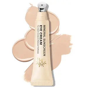 Mineral Sunscreen Eye Cream,3-in-1 Under Eye Cream,for Puffiness and Bags Under Eyes,Dark Circle and Wrinkles,Anti Aging,Under Eye Brightener and Concealer,SPF 35 （Light） springtok