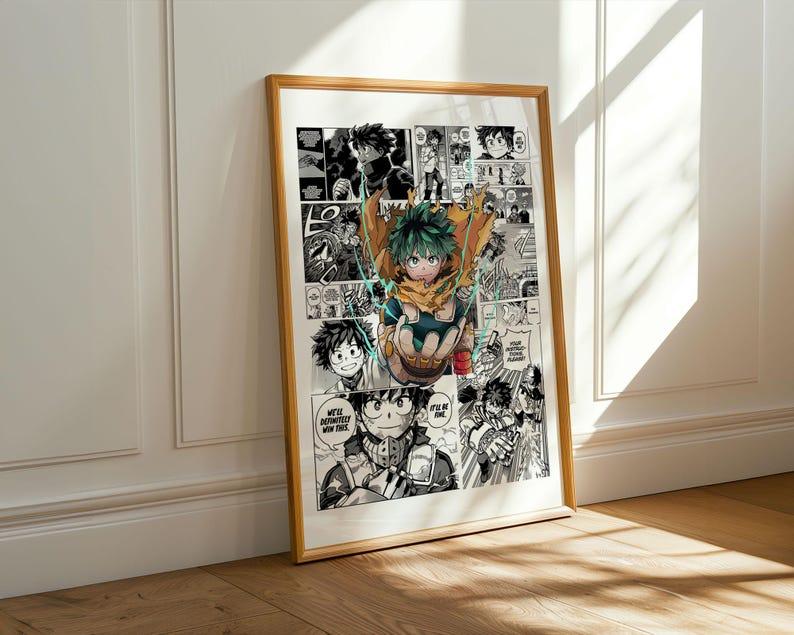 My Hero Academia Deku Izuku Midoriya Manga Panels Poster, Printed Satin Anime Wall Art (Unframed, Print Only)