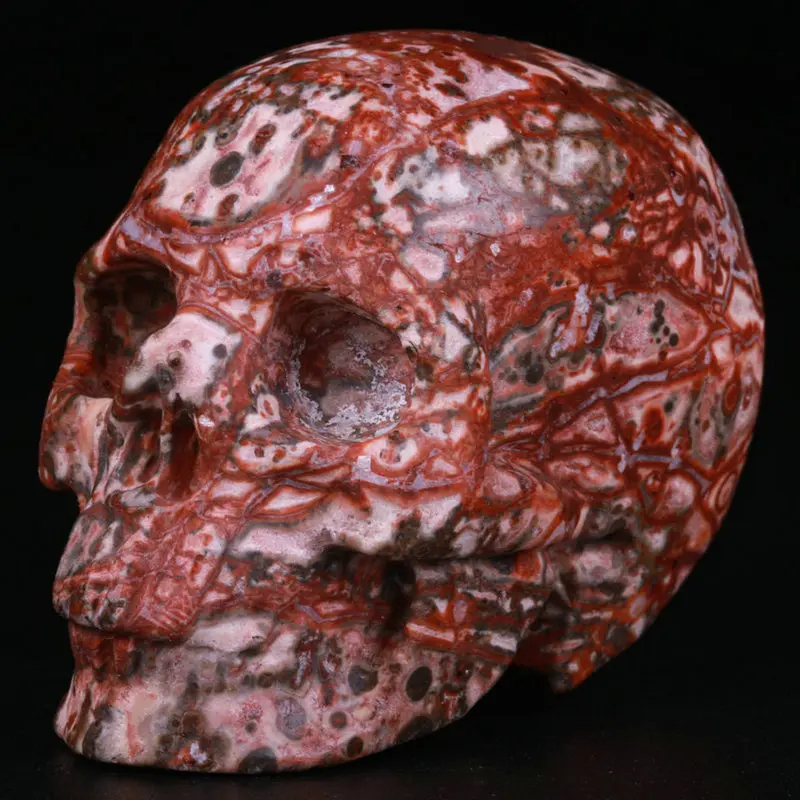 2.0 " Leopard Skin Jasper Carved Crystal Skull, Super Realistic, Crystal Healing