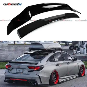 2018-2022 – Honda Accord Sedan – 2-Pieces Exterior Accessory Set, Gloss Black R-Style Ducktail Trunk Add-On & Blade-Style Roof Window Add-On
