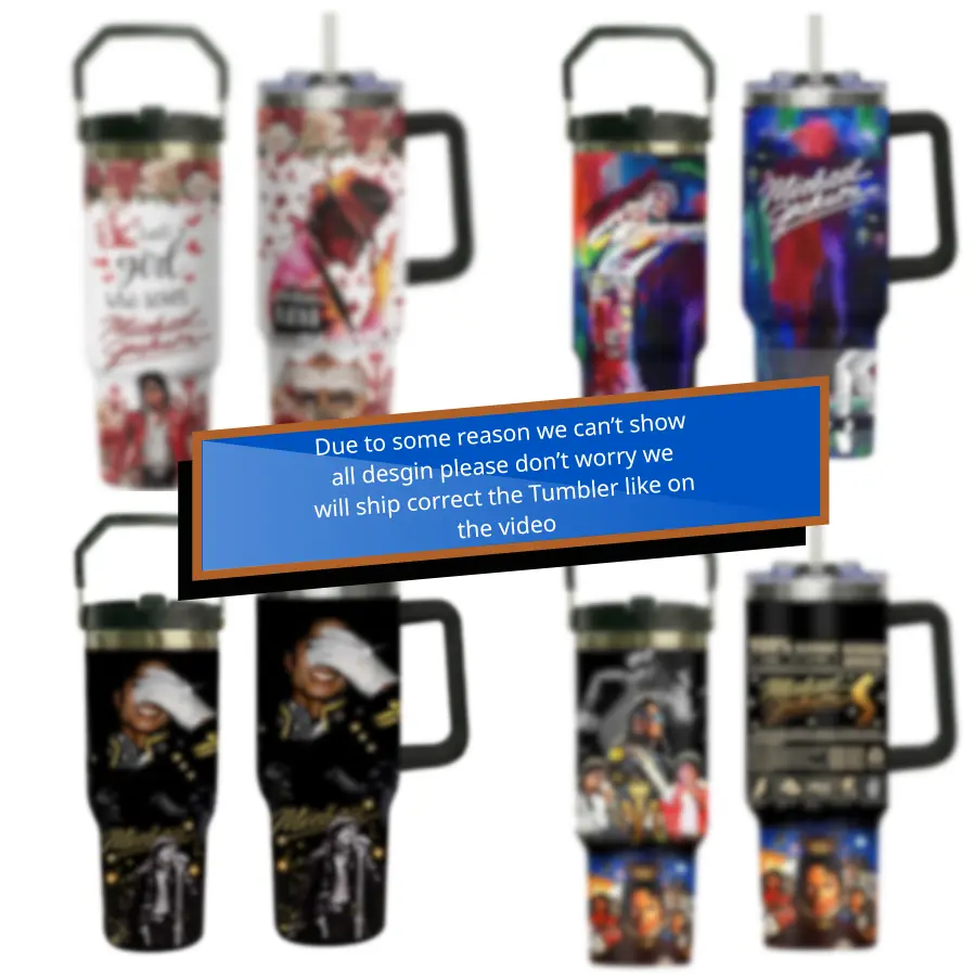 M.J Inspired 30oz 40oz Insulated Tumbler – King of Pop Fan Travel Mug, Retro Music Legend Stainless Steel Cup with Handle & Straw