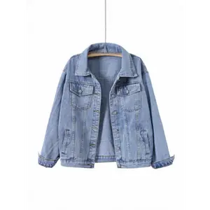 Women'S Oversized Retro Blue Denim Jacket - Heavyweight Winter Coat with Classic Collar & Chest Pocket, Plus Size Casual Outerwear, Structured Non-Stretch Denim for Fall and Winter Layering (Versatile Everyday Outerwear), Denim Jacket For W