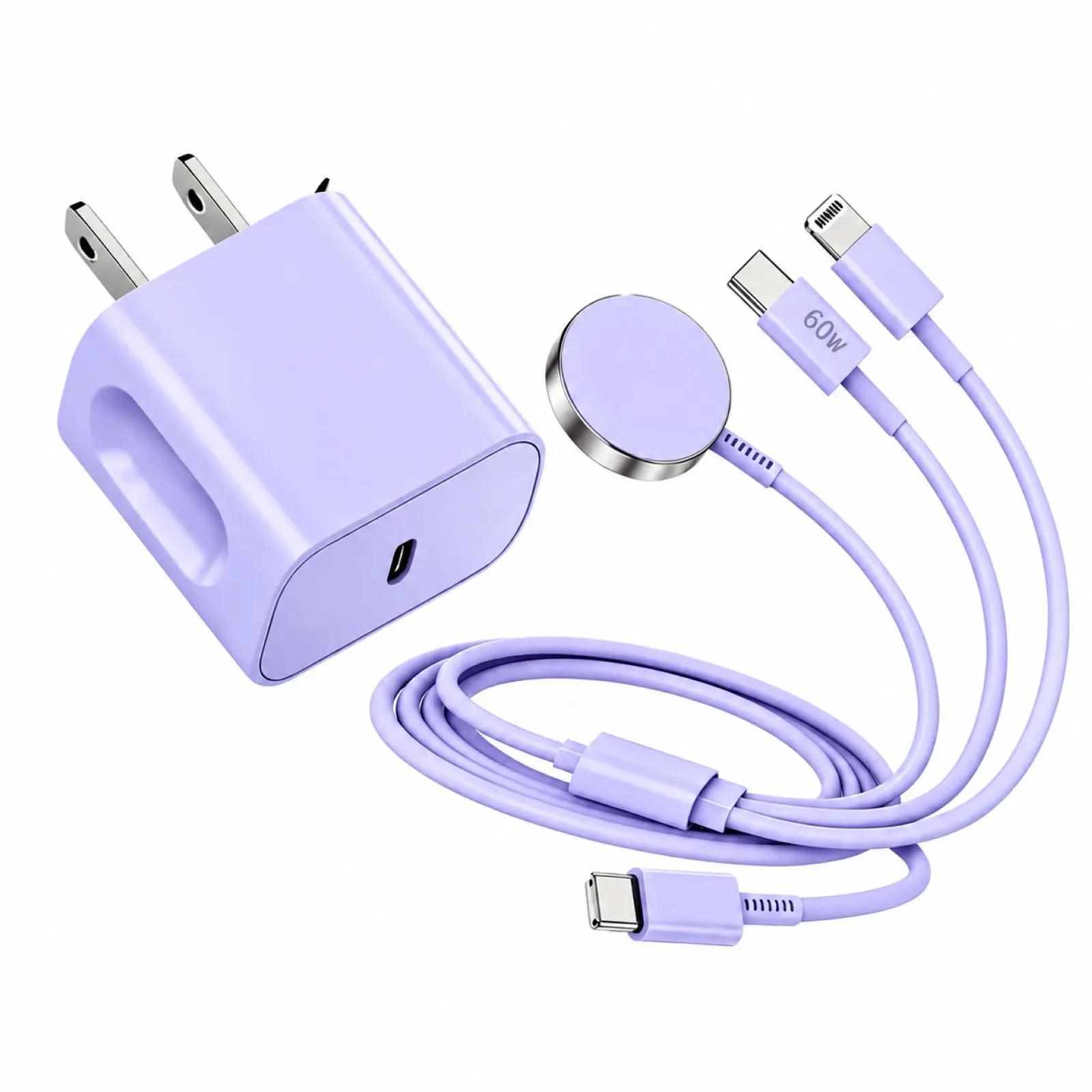 SANPRIO 3-in-1 Fast Charging Mobile Cable with Magnetic Tip, 6ft Long Fast Charge Mode Cord, iPhone-Compatible Adapters for iPhone 16/15/14/13/12/11 & Smart Watch Ultra/SE/Series 10-3