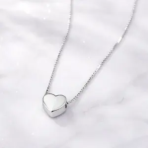 Minimalist Silver Heart Pendant Clavicle Necklace- Quiet Luxury Trendy It Girl Ins Aesthetic Coquette Minimalist Dainty Statement Jewelry Accessories for Women Valentines Gifts for gf