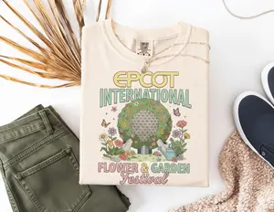 Comfort Colors Retro Epcot Flower and Garden Festival Shirt, Spring Vacation Tee, Spaceship Earth Floral T-Shirt, World Trip Outfit