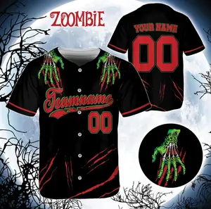Personalized Halloween Baseball Jersey – Custom Horror Name Number Top, Creepy Spooky Jersey, Halloween Costume Uniform Gift