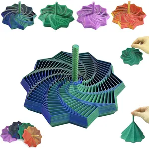3D Printed Expanded Sensory Fidget Star,Expandable Fractal Fidget Toys Hexagon with Handle,Honeycomb Whirling Spiral Design,for Adults, Perfect for Christmas, Birthday Gifts (M5, 3.54in)