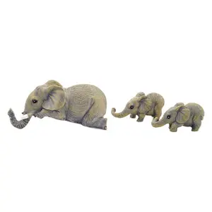 Resin Elephant Figurine Set, Three-Piece Decorative Resin Craft Decorations for Home & Room Decoration, Creative Desktop Bookshelf Ornaments, Resin Figurine Statue
