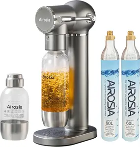 Carbonates Any Drink - ABS Soda Maker Machine, Sparkling Water Carbonator with 1L+0.5L BPA Free Bottles, Built-in Safety Pressure Valve & 3-Speed Adjustable Bubbles (Two CO2 Carbonator)
