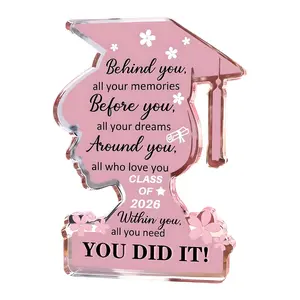Graduation Gift for Daughter, Acrylic Plaque, Graduation Cap, Girl Silhouette, Class of 2026, Keepsake, Novelty Acrylic Desktop Decoration, Desk Decor, Home Decor, Party Supplies