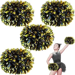 4 count Cheerleading Pom Poms for , 2 Pair Cheerleader Pompoms with Baton Handle, Squad Pompoms for Boy Girl Adults School Team Spirit  Cheering