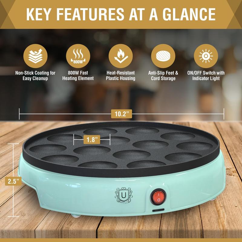 Mini Pancake Maker - 14-Hole Electric Poffertjes Pan - Non-Stick Dutch Mini Pancakes Griddle - Easy to Use, Easy to Clean - for Breakfast, Desserts, Snacks & More Mini Pancake Maker - 14-Hole Electric Poffertjes Pan - Non-Stick Dutch Mini Pancakes Griddle - Easy to Use, Easy to Clean - for Breakfast, Desserts, Snacks & More