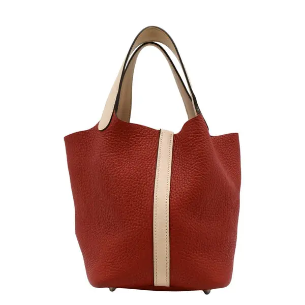 Pre-owned HERMÈS Taurillon Clemence Leather Small Leather Goods Hermes Picotin Lock 18 Hobo Bag Red