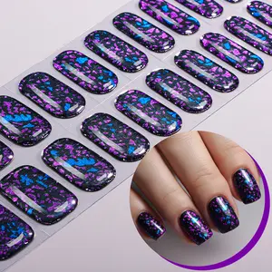 20pcs Glossy Semi-Cured Gel Nail Strips, Stick On Nails, Y2K Marble Self-Adhesive Full Set, UV Lamp Required, Easy Apply & Remove, DIY Nail Art for Women & Girls