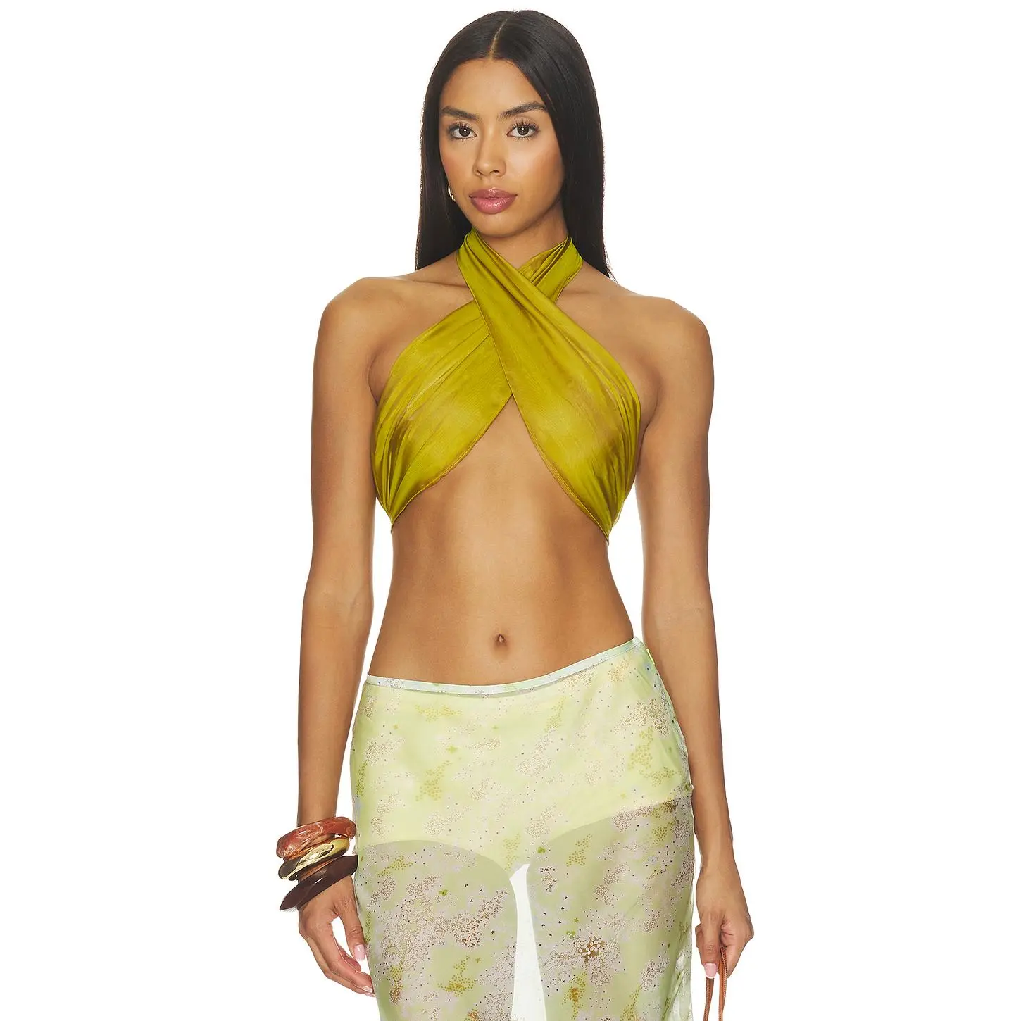 retrofete Fable Chiffon Top in Iridescent Dijon