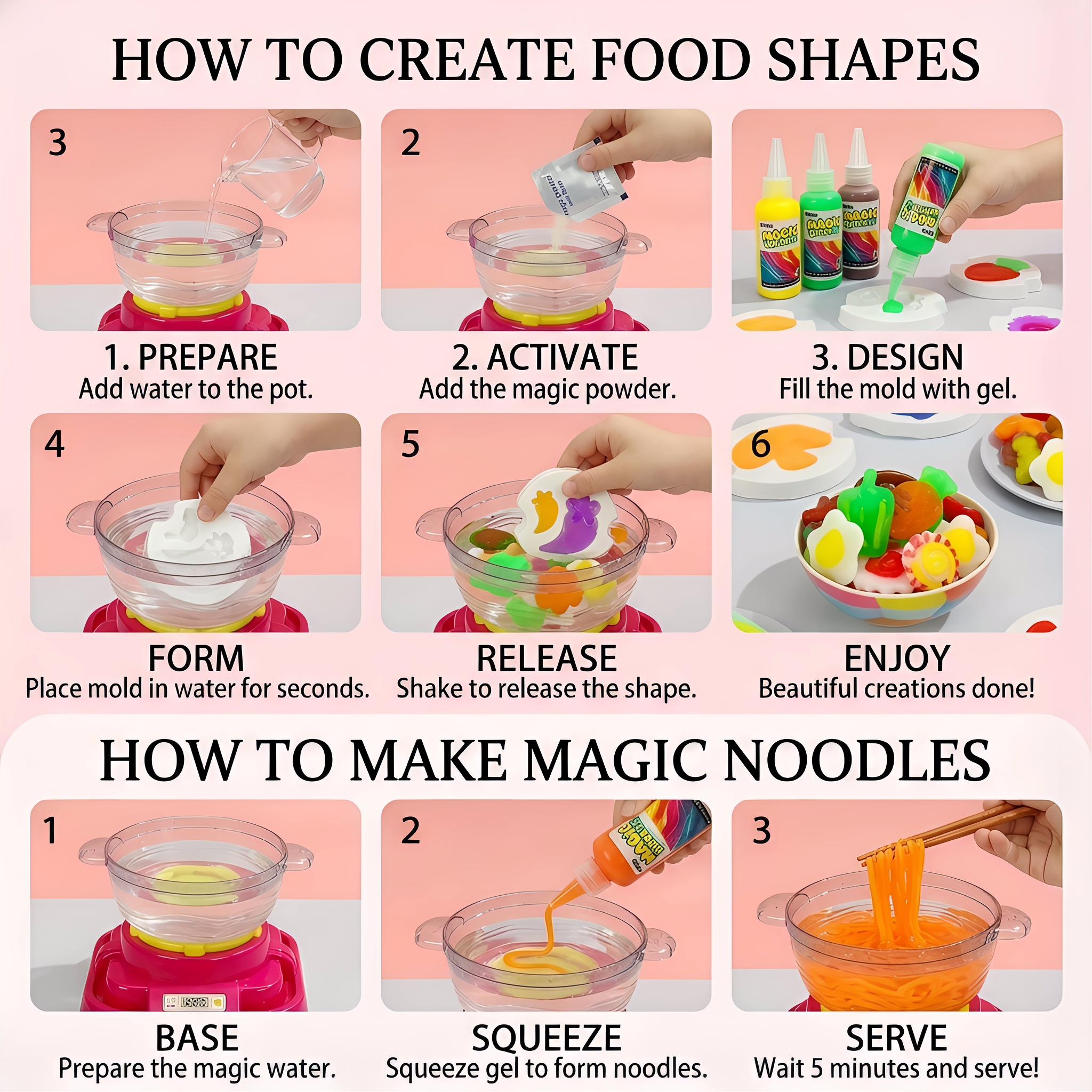 6 Gels & 8 Molds, Magic Water Elf Toy Kit, Water Gel Kit Pets,Make Your Own Squishies Sensory Toys for Kids, Squishy Maker Water Pets, DIY Crafts Kits, Party Favors & Birthday Gifts for Kids Ages 3+