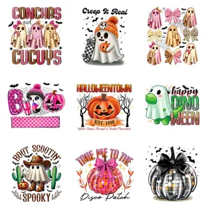 9pcs Halloween Iron-On Transfers, Easy Heat Press Stickers for DIY Clothing & Accessories, Perfect for T-Shirts, Masks, Jeans, Backpacks, DIY Craft Embellishments