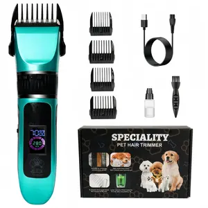 Rechargeable Pet Hair Trimmer Complete Kit - Cordless, Quiet, Waterproof, Portable Clippers for Cats & Dogs, Thick Hair Grooming Tool