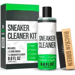 Shoe Cleaning Kit - Shoe Cleaner Sneakers Solution with Brush Included - Sneaker Cleaner Kit Safe for Mesh, Nubuck, Leather, Suede - Deep Refresh Care Kit (8.8fl oz)
