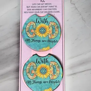 Car coaster with god all things are possible stocking stuffers