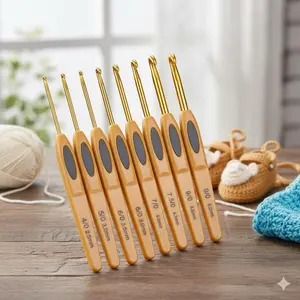 Ergonomic 8-Piece Knitting Set: Non-Slip Rubber Grip Hooks, Aluminum Crochet Needles & Soft-Touch Plastic Knitting Needles. Multi-Material, Portable Storage Case for Knitting Enthusiasts Knitting Kit