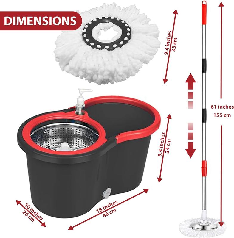 Viral Multicolor 360° Spin Mop and Bucket Set with 3 Microfiber Cleaning Mop Refills, Stainless Steel Adjustable Extended Handle, Non-Slip Design