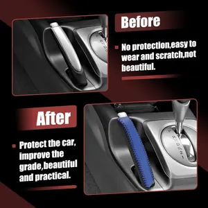 Premium Leather Car Handbrake Cover with Stitching, Universal Fit Auto Handbrake Protector, Anti-Slip Car Interior Accessory