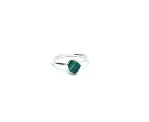 Malachite Round Stacking Ring – Sterling Silver