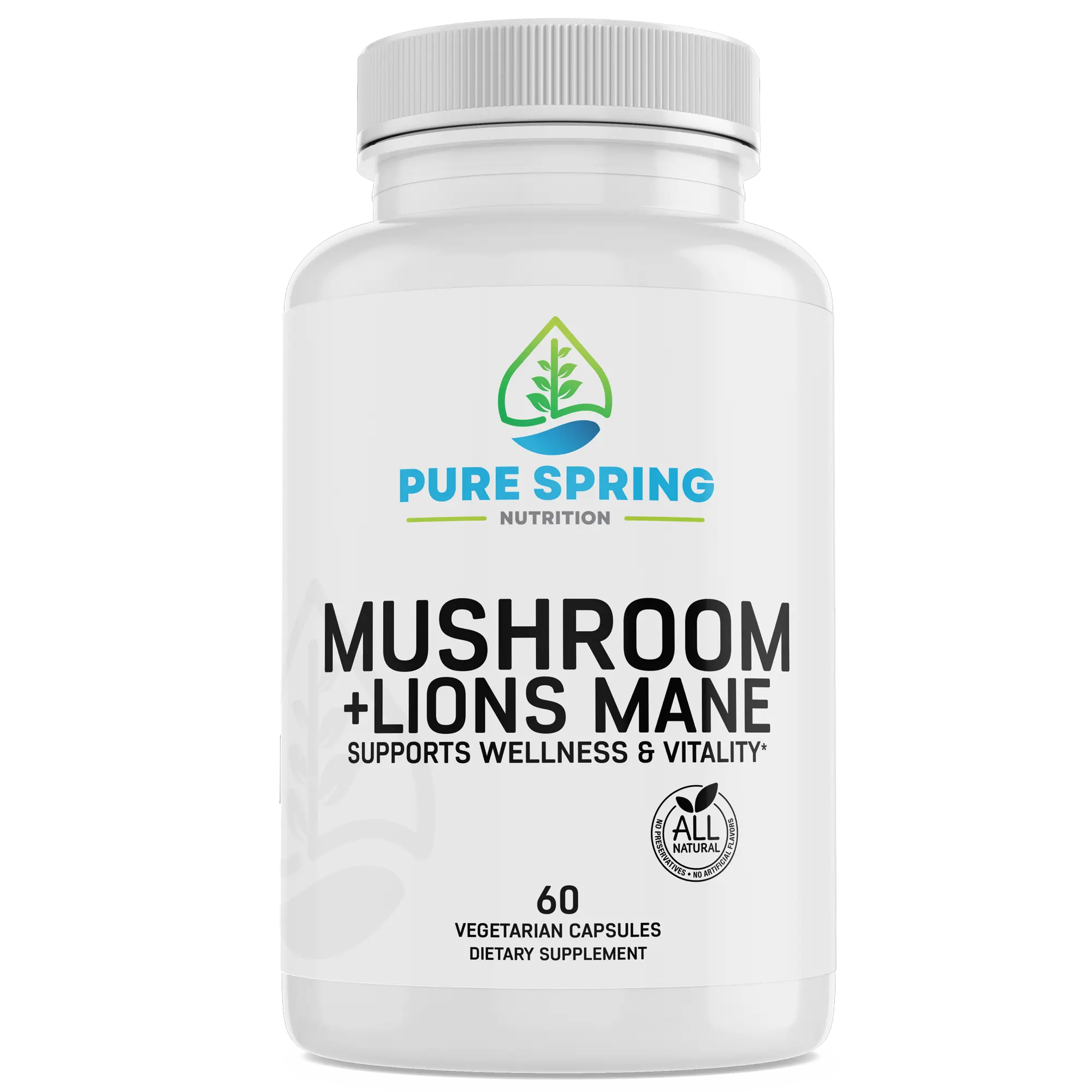 Pure Spring Nutrition Mushroom + Lions Mane Capsules - Supports Immune System & Mental Clarity - Fitness, Supplement Healthcare Edible mushroom supplements shiitake